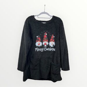 Women’s Sweatshirt Merry Christmas 3 Gnomes Hats Presents Stocking Sz Large